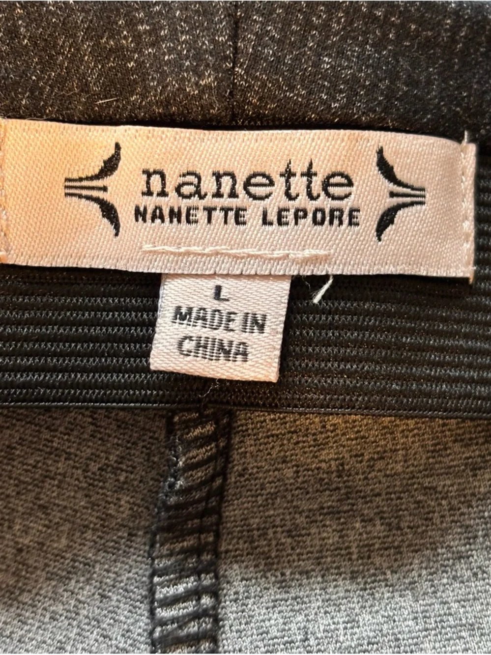 🌸 Nanette Lepore Plaid Charcoal Pull On Pants Size Large Office Career Casual